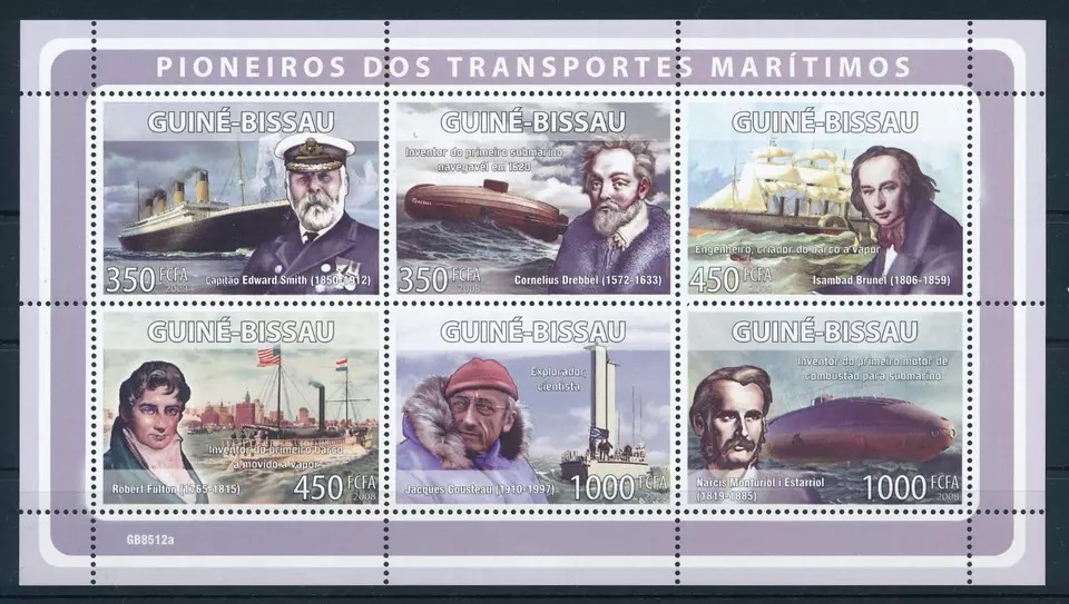 Guinea Bissau 2008 Ships Cousteau Brunel M/S MNH