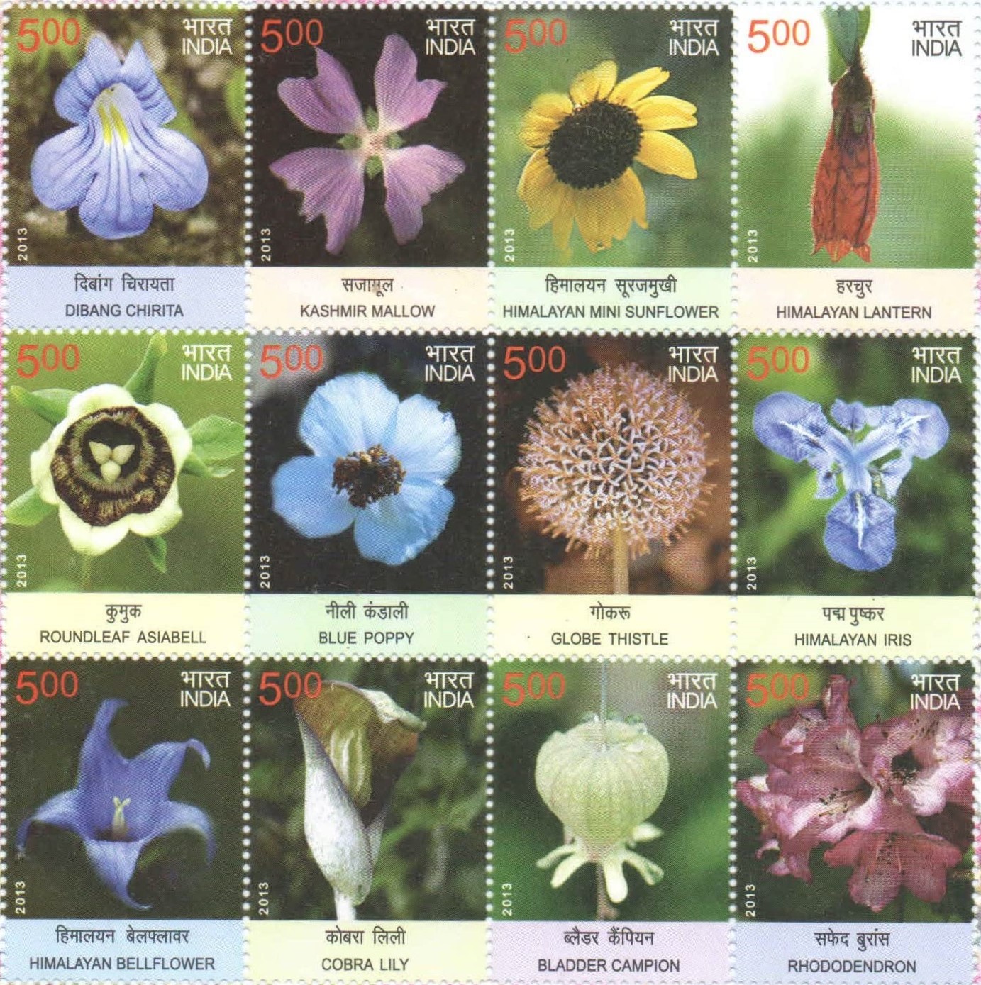 India 2013 Wild Flowers Setenant MNH