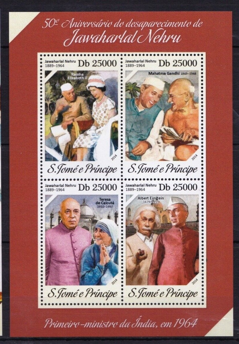Sao Tome 2014 Mahatma Gandhi Jawaharlal Nehru Mother Teresa Albert Einstein Queen Elizabeth  M/S MNH