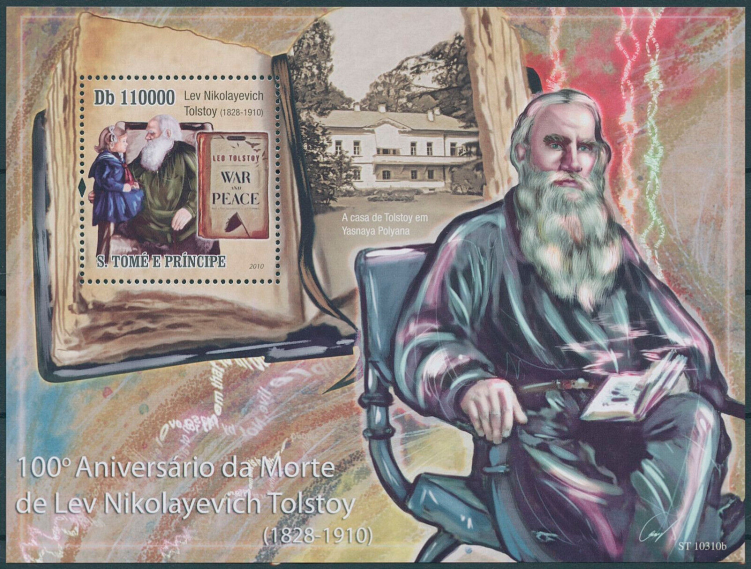 Sao Tome 2010 Leo Tolstoy People Literature M/S MNH