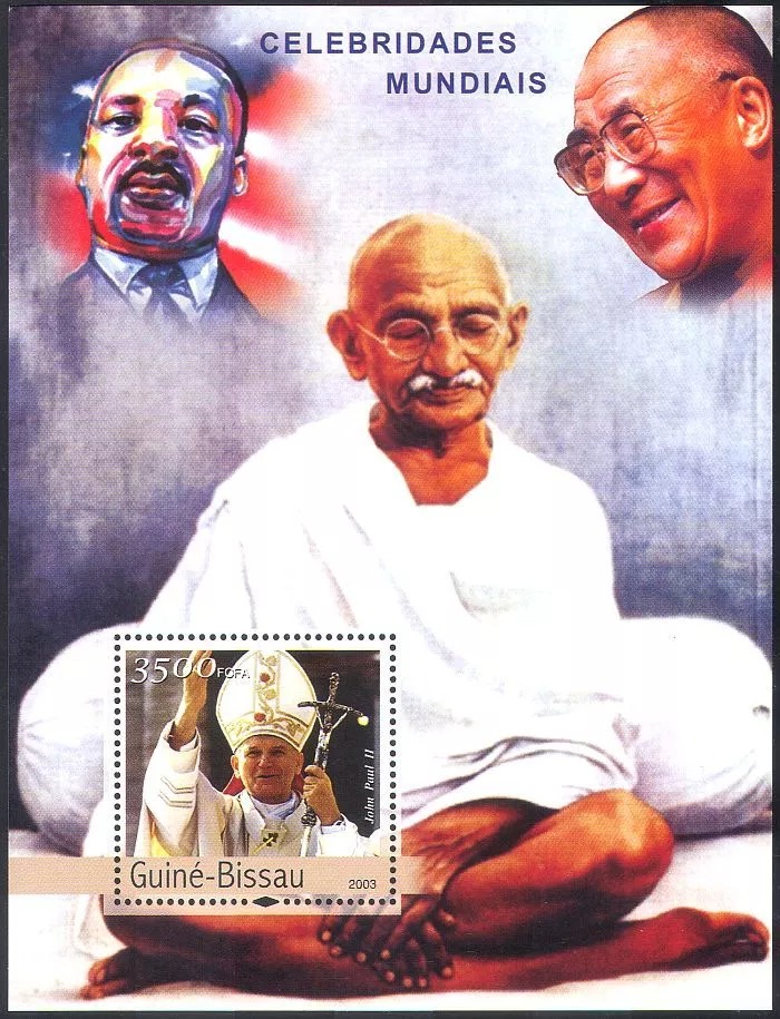 Guinea Bissau 2003 Pope John Paul Dalai Lama King Mahatama Gandhi M/S MNH