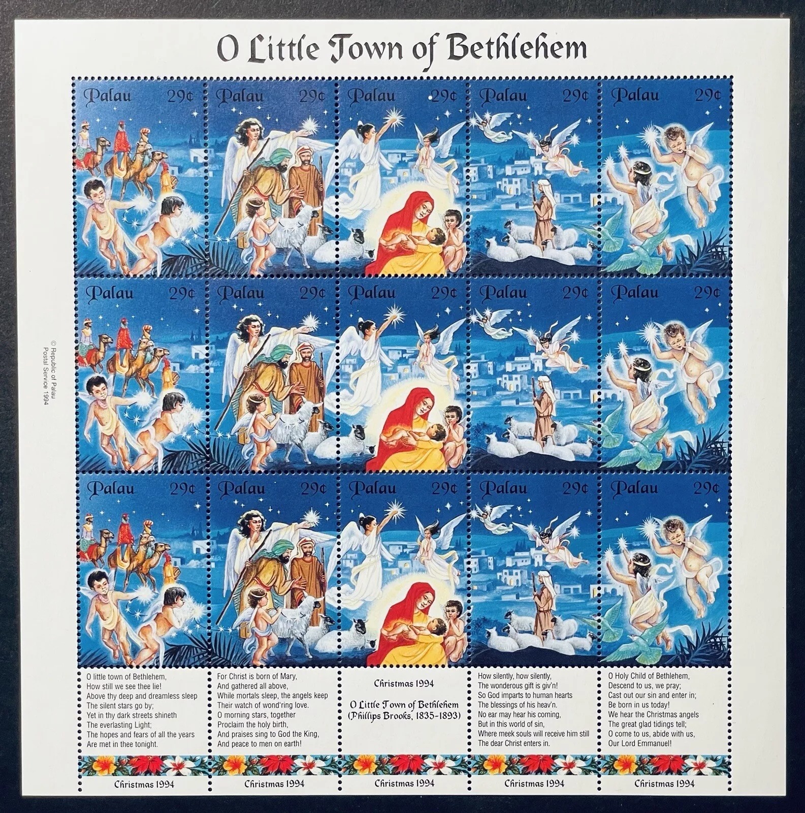 Palau 1994 Little Town of Bethlehem Christmas Bible Christianity M/S MN