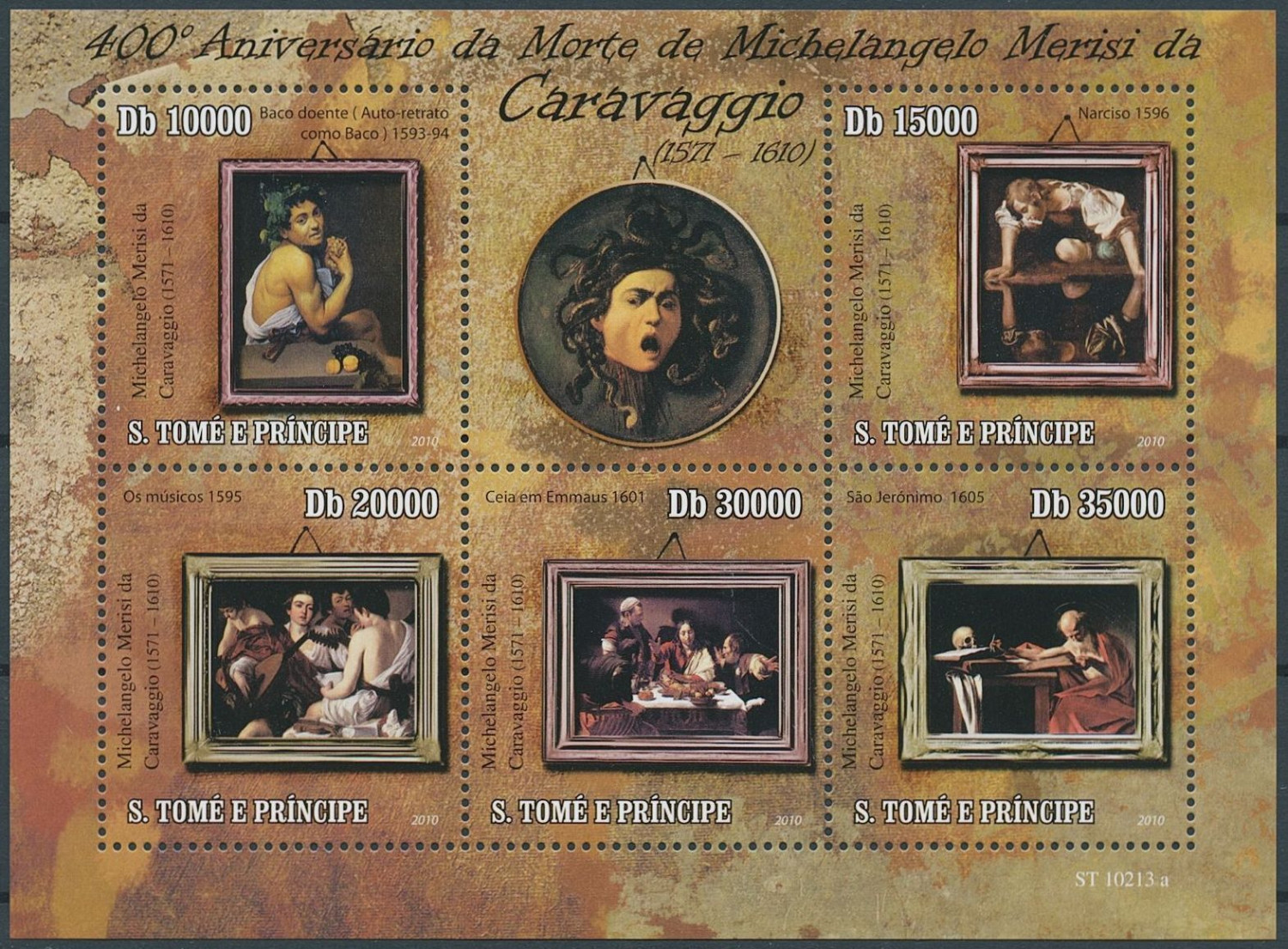 Sao Tome 2010 Art Caravaggio Paintings M/S MNH