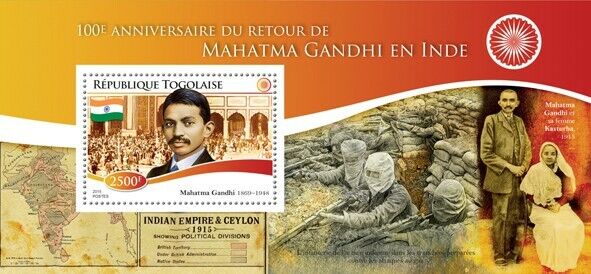 Togo 2015 Mahatama Gandhi M/S MNH
