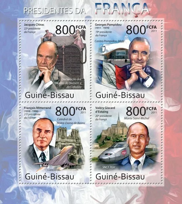 Guinea Bissau 2011 France Presidents M/S MNH