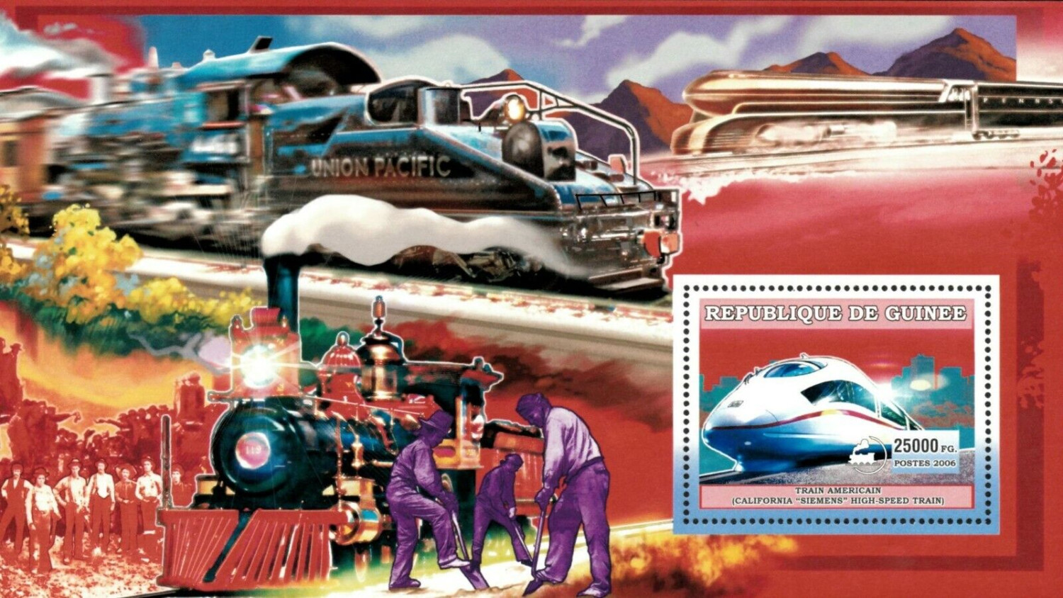 Guinee 2006 American Trains Locomotives M/S MNH