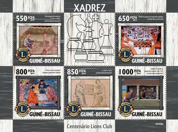 Guinea Bissau 2010 Chess in Art & Lions Club M/S MNH