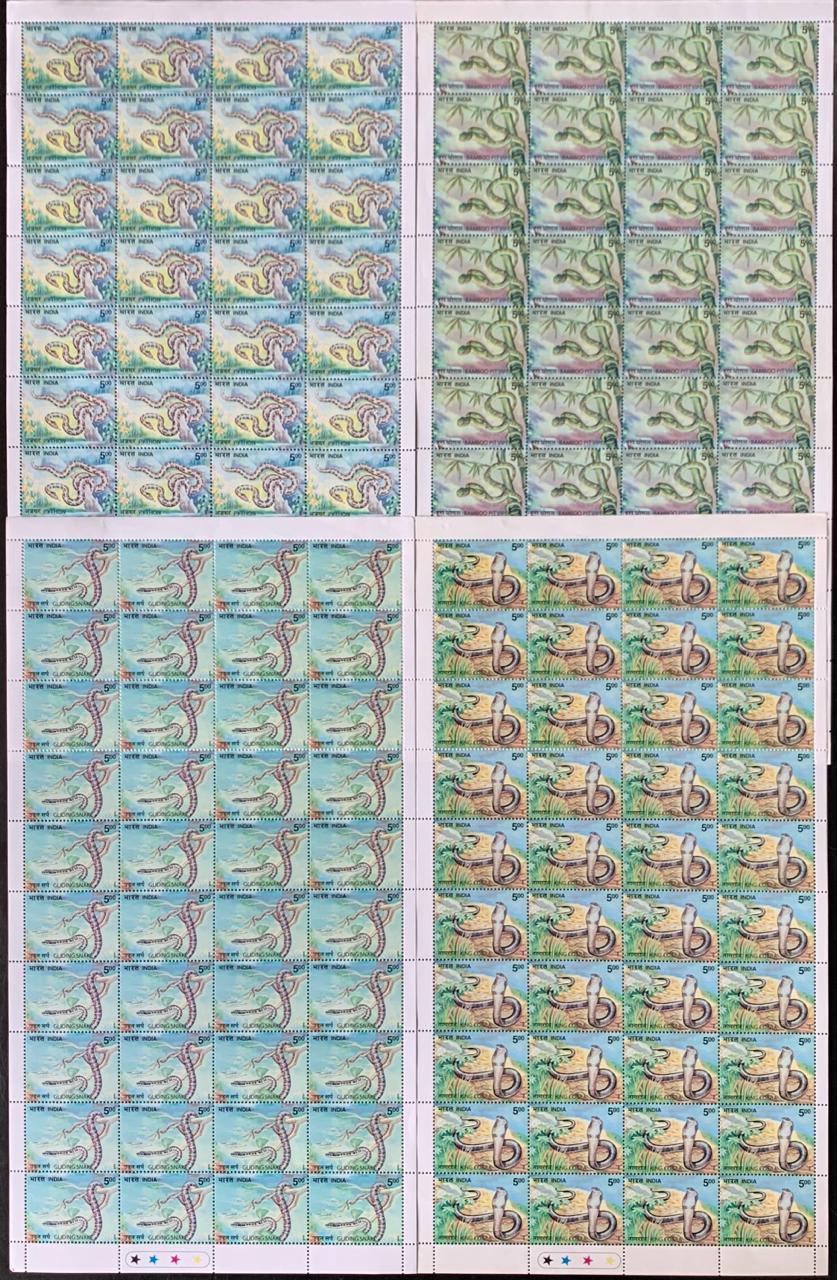 India 2003 Snakes Complete Set in Full Sheets