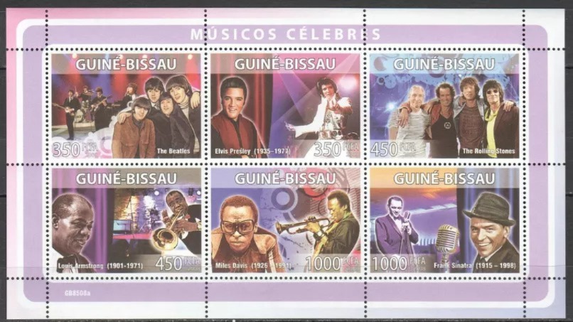 Guinea Bissau 2008 Music The Beatles Rolling Stones M/S MNH