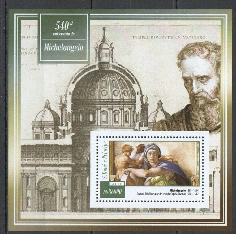 Sao Tome 2015 Michelangelo Painting M/S MNH
