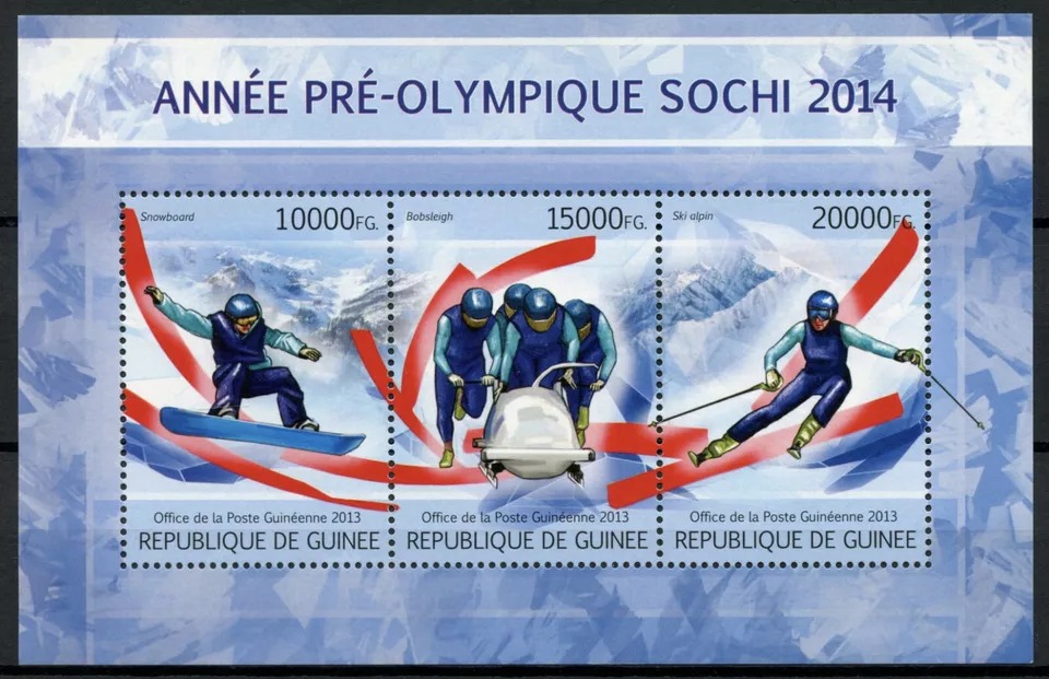 Guinee 2013 Sochi Winter Games Snowboarding M/S MNH