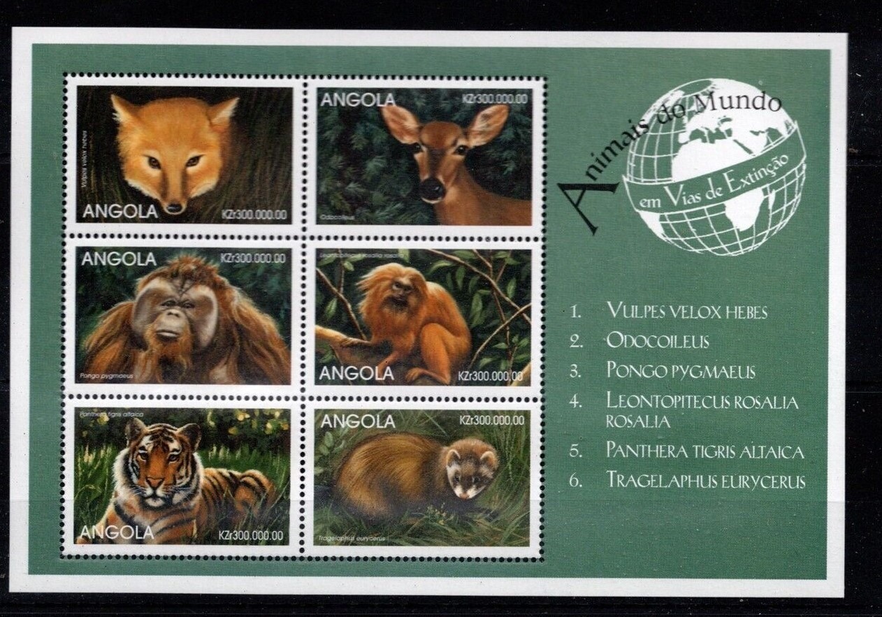 Angola Animais Do Mundo Monkey Panthera M/S MNH