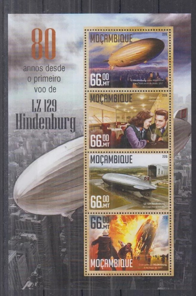 Mozambique 2016 viation Zeppelin Hindenburg M/S MNH