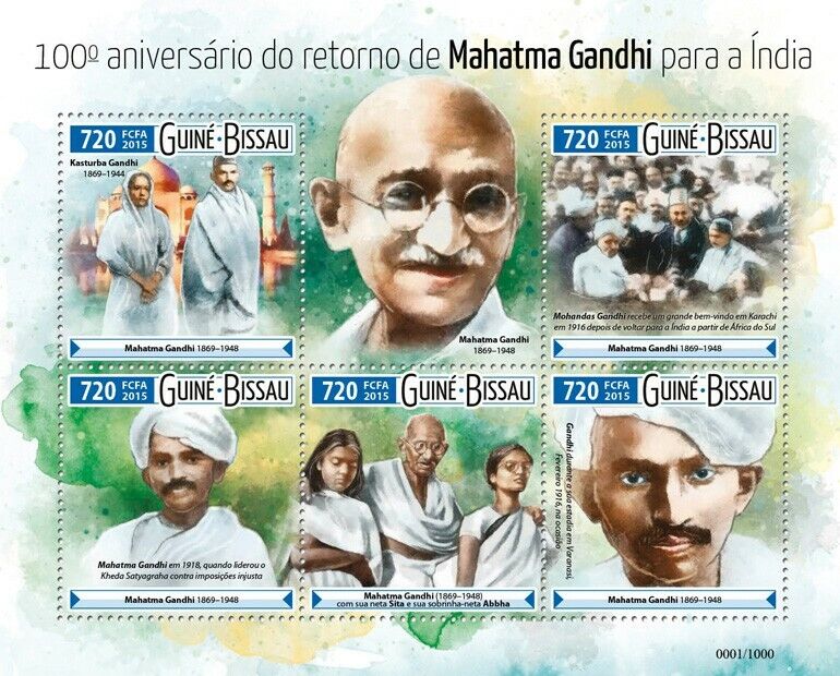Guinea Bissau 2015 Mahatma Gandhi M/S MNH