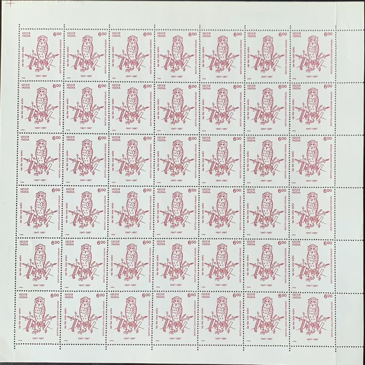 India 1998 50th Anniv. of Defence Services Staff College, Wellington Full Sheet