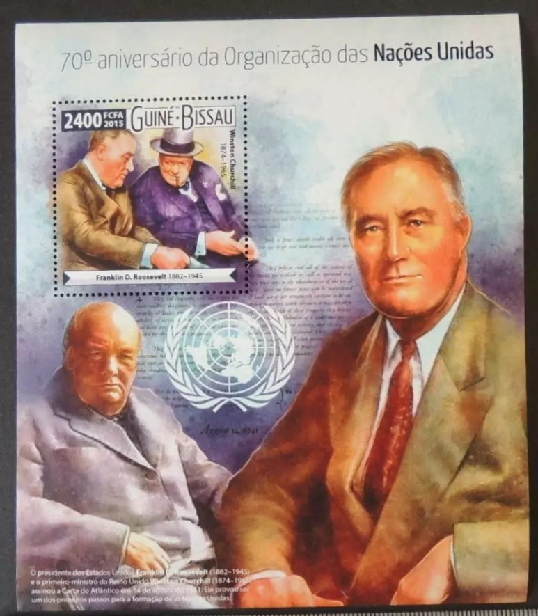 Guinea Bissau 2015 United Nations Churchill Roosevelt Americana M/S MNH