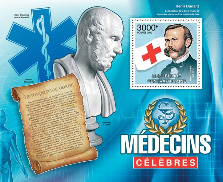 Central Africa 2012 Red Cross Henri Dunant M/S MNH