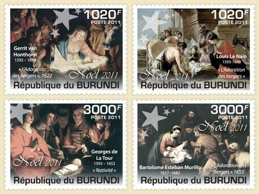 Burundi 2011 Christmas Christianity Art 4v Set MNH