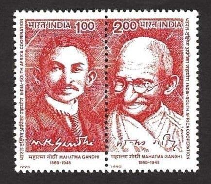 India 1995 Mahatma Gandhi South Africa Setenant MNH
