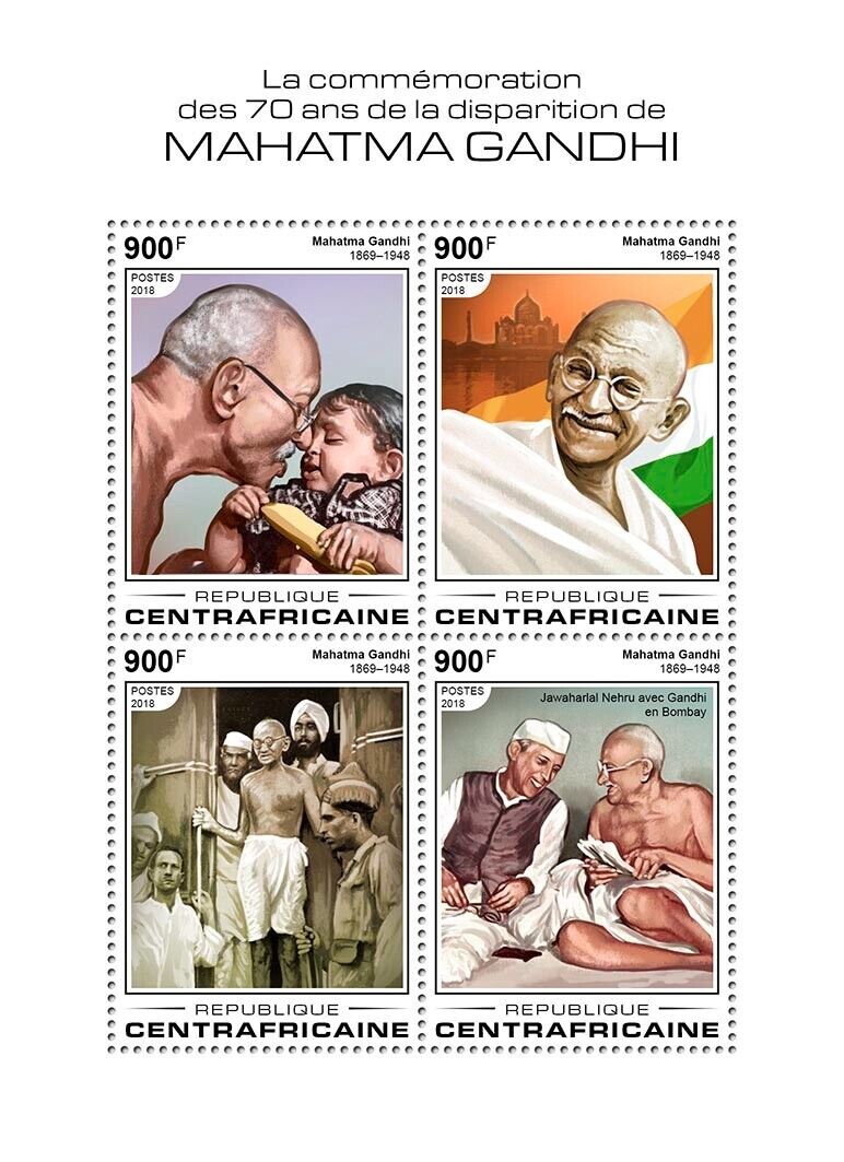 Central Africa 2018 Mahatma Gandhi M/S MNH