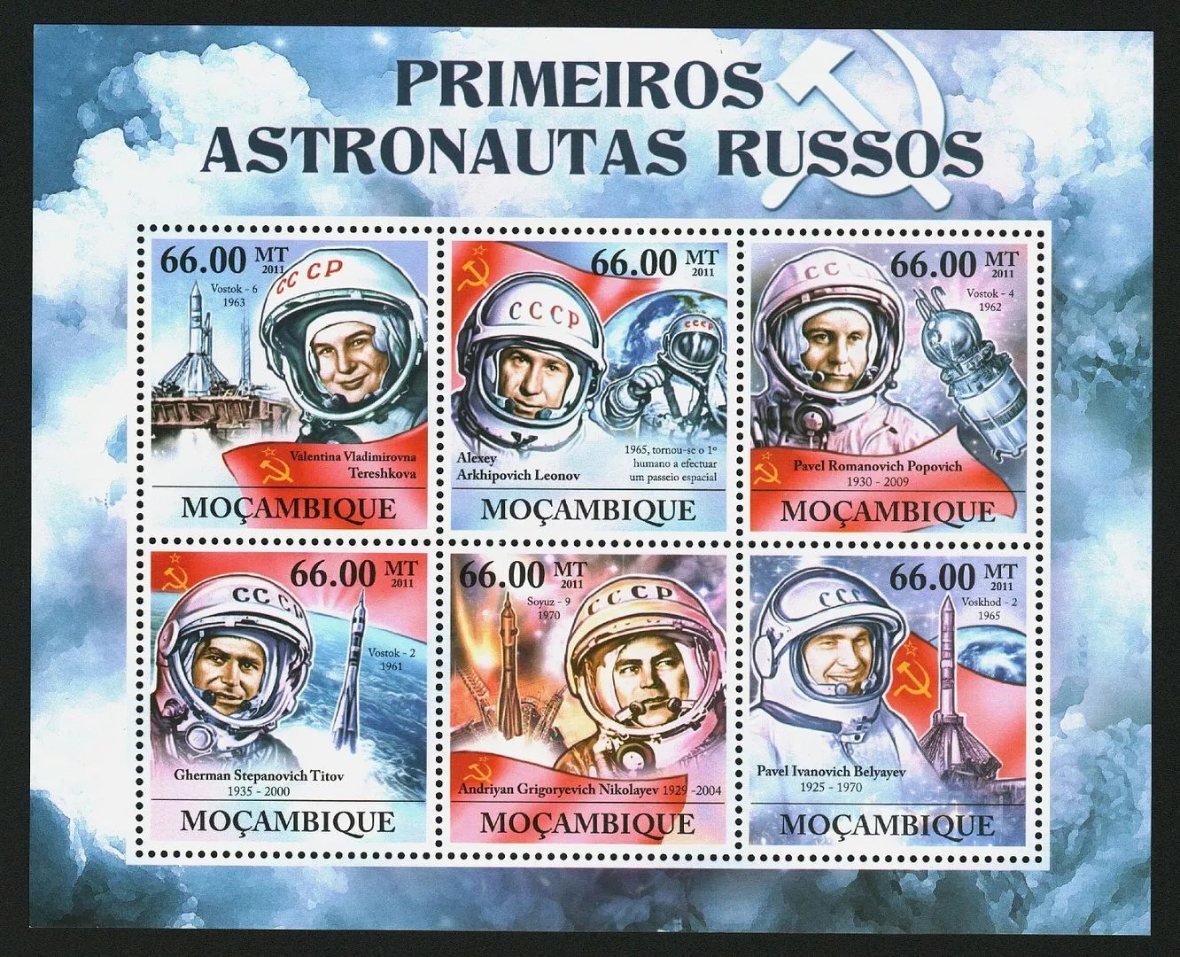 Mozambique 2011 First Russian Astronauts  M/S HMN