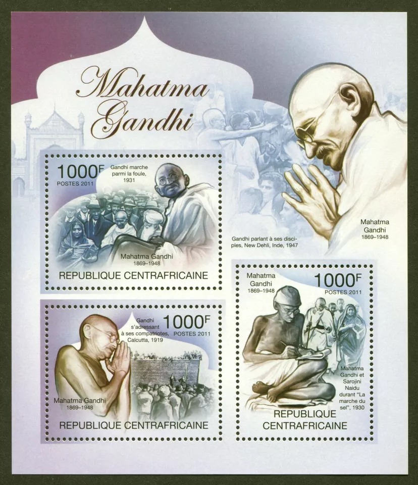 Central Africa 2011 Mahatama Gandhi M/S MNH