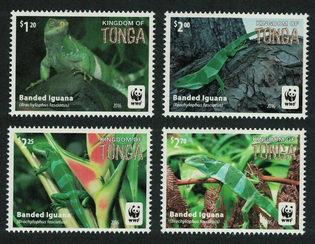 TONGA 2016 BANDED IGUANA - WWF 4v Set - MNH