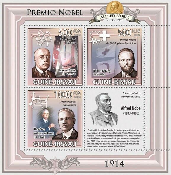 Guinea Bissau 2009 Max Von Laue Robert Barany Theodore William Richards Nobel Prize M/S MNH