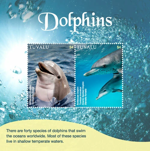Tuvalu 2017 Dolphins Marine Life M/S MNH