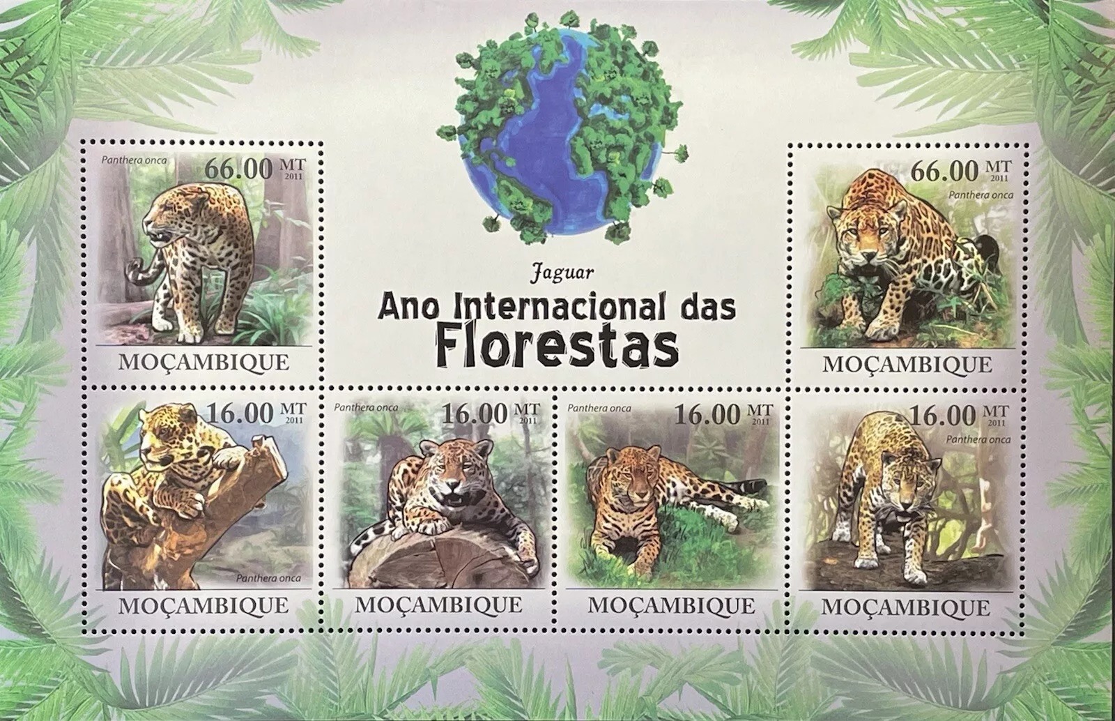 Mozambique 2011 Jaguar Wild Animals M/S MNH