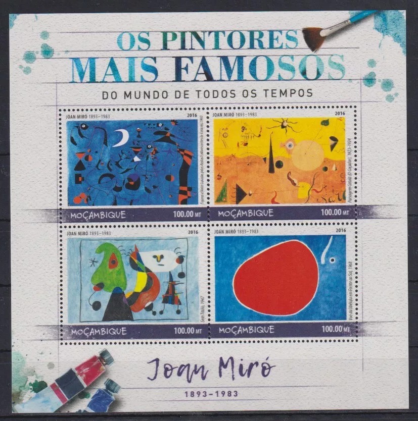 Mozambique 2016 Joan Miro Paintings M/S MNH
