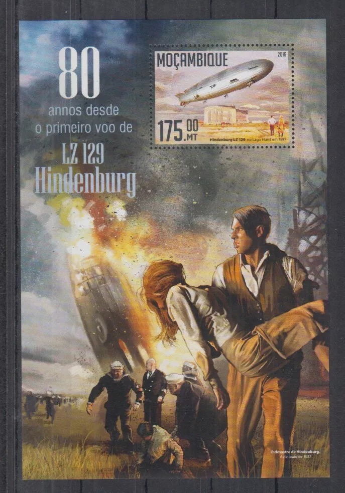 Mozambique 2012 Hindenburg Aviation Zeppelin M/S MNH