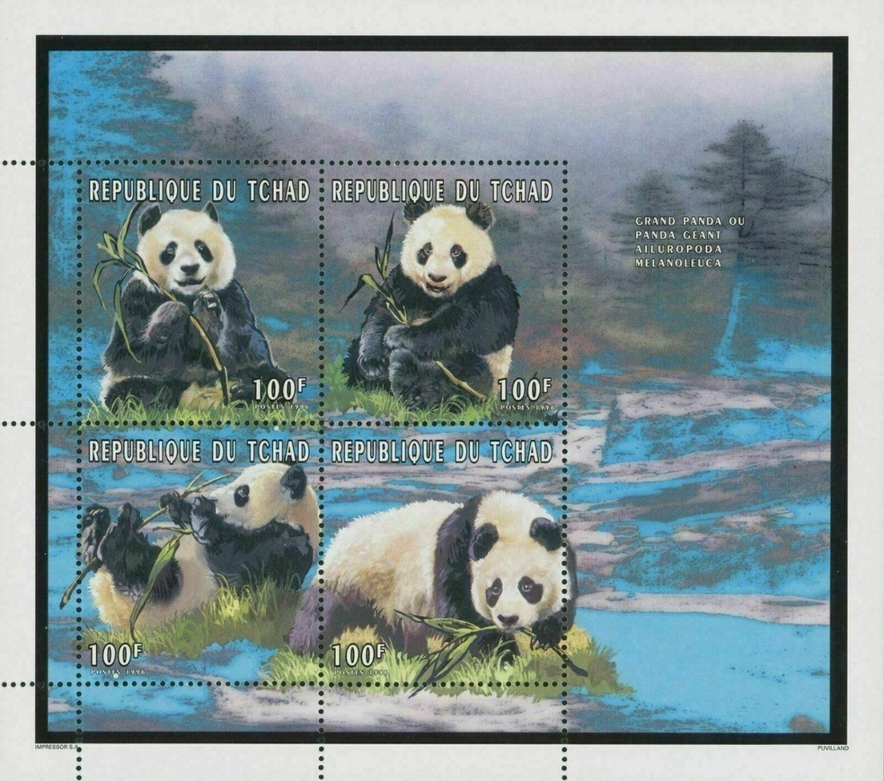 Tchad Panda Bear Bär Fauna Tiere Animals M/S MNH