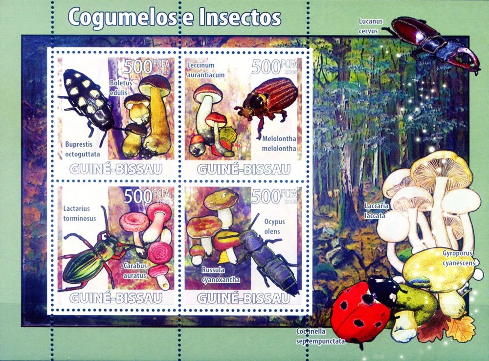 Guinea Bissau 2008 Mushrooms and Insects M/S MNH