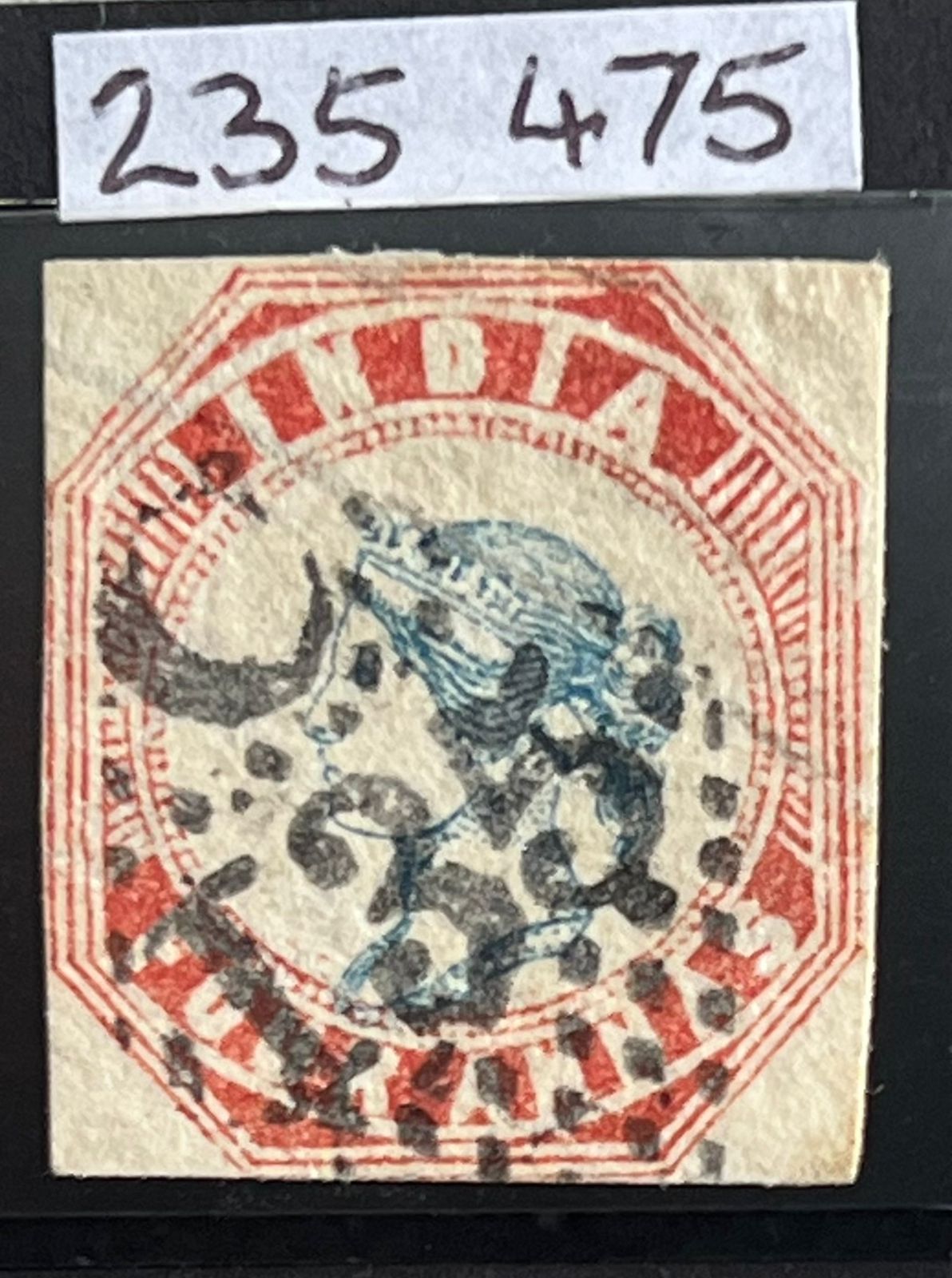 India 1854 QV 4a SG 25 5th Printing Used with RPS Cert Cat Val £1300