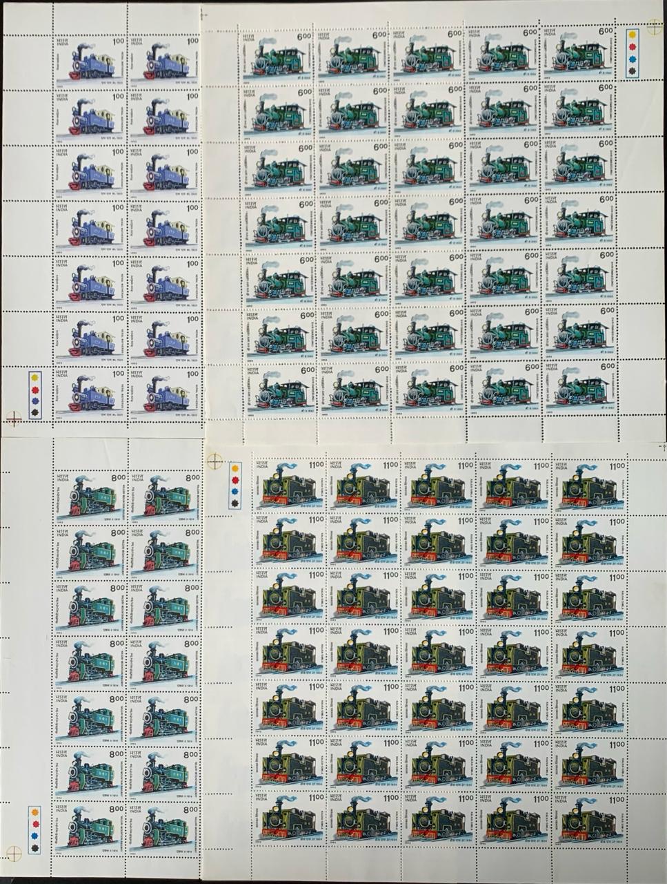 India 1993 Mountain Locomotives Complete Set Full Sheet