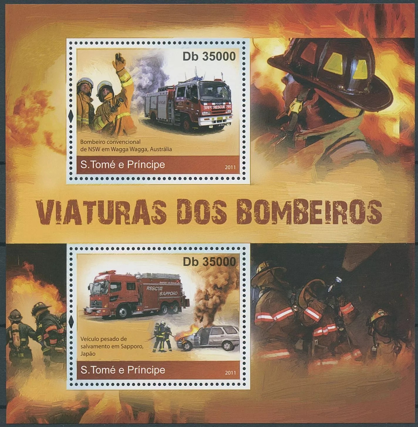 Sao Tome 2011 Fire Engines M/S HMN