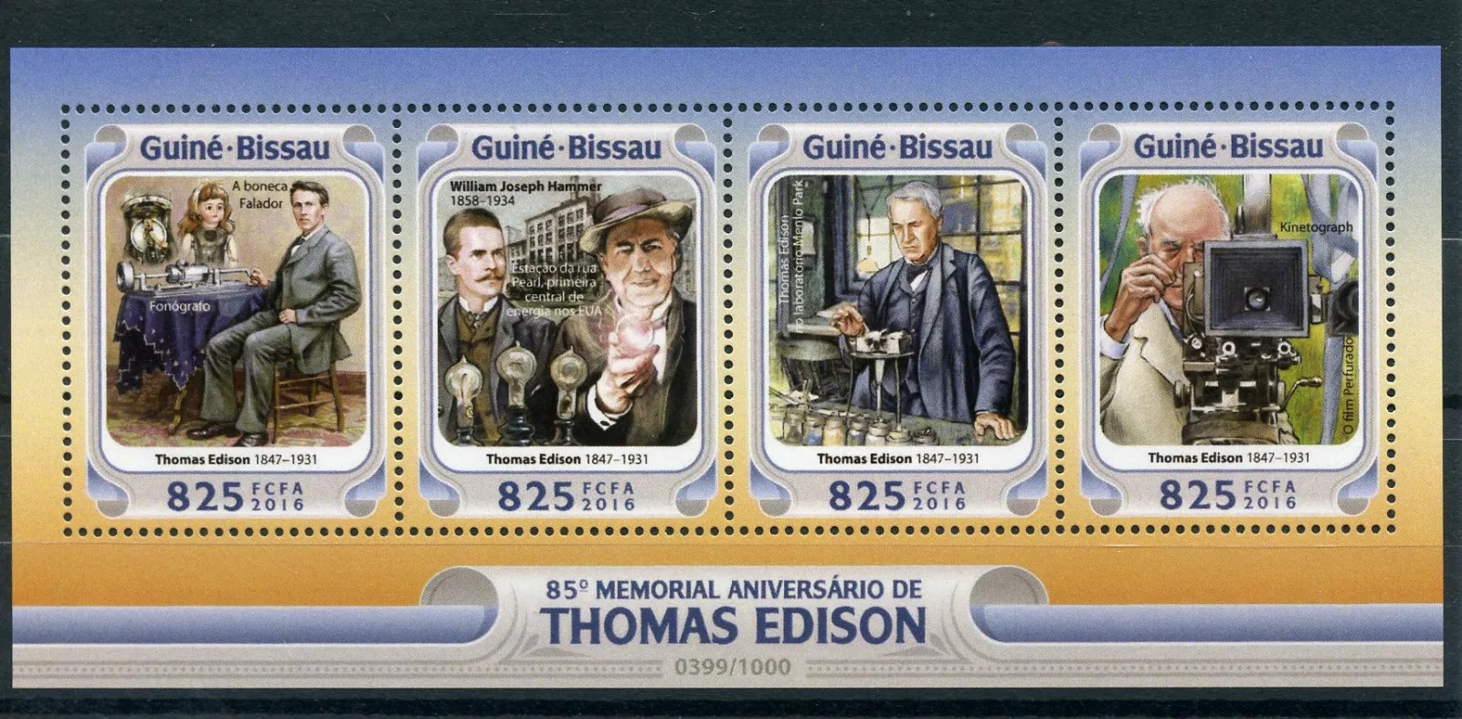 Guinea Bissau 2016 Thomas Edison M/S MNH
