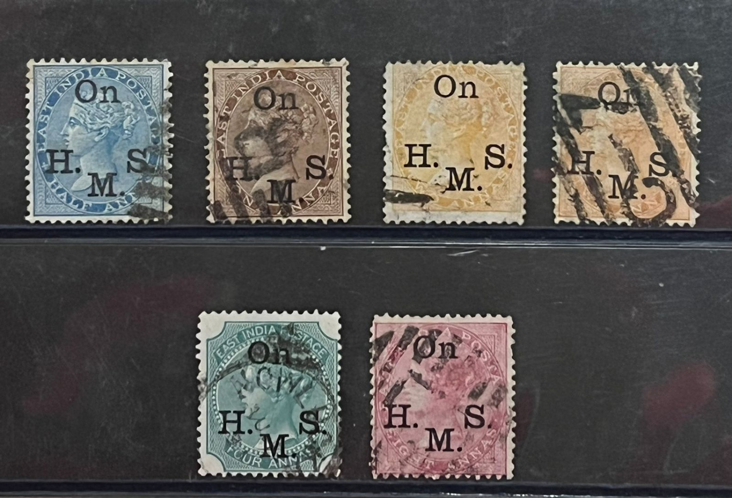 India 1874-82 QV East India Elephant Head Wmk OnHMS Overprint Complete Set FU Rare SG Cat Val £125+