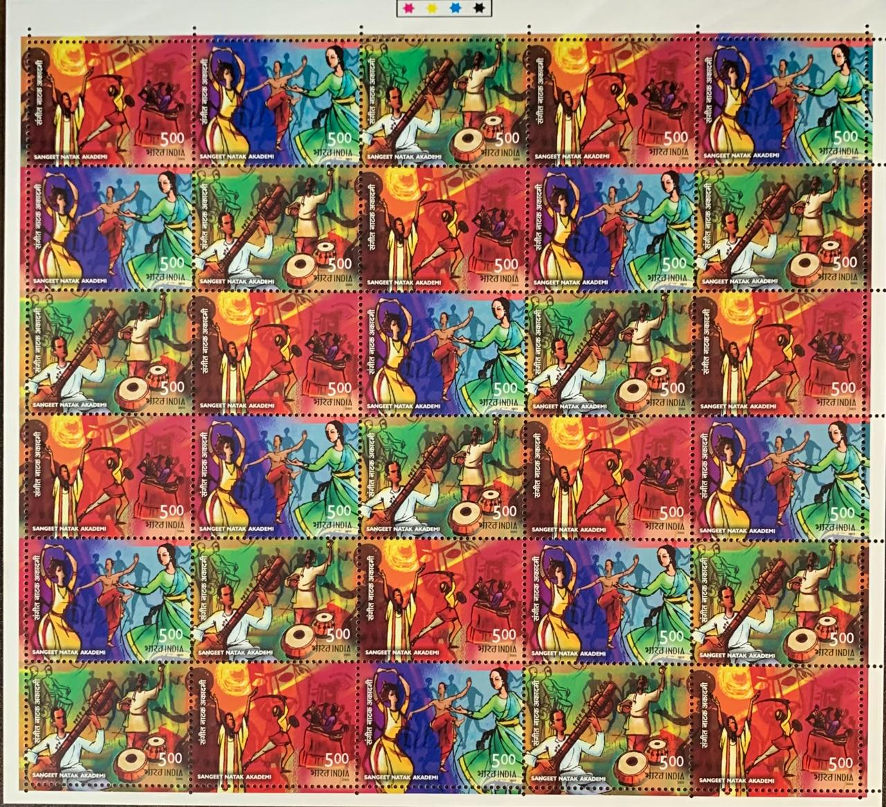 India 2003 50th Anniv. of Sangeet Natak Academy Setenant Sheetlet