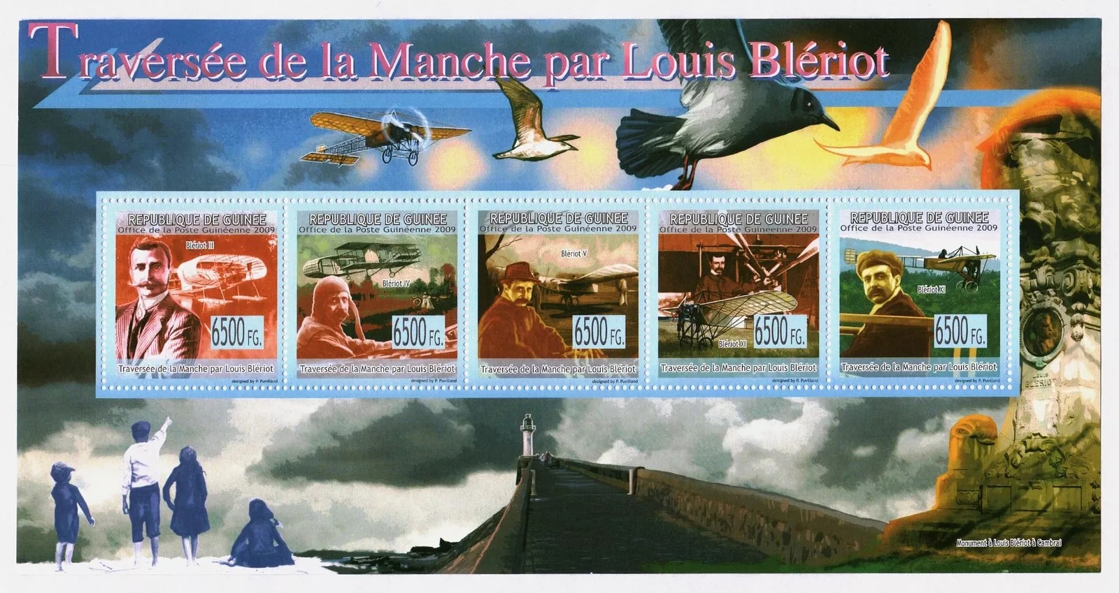 Guinee 2009 Louis Blériot La Manche Crossing M/S MNH