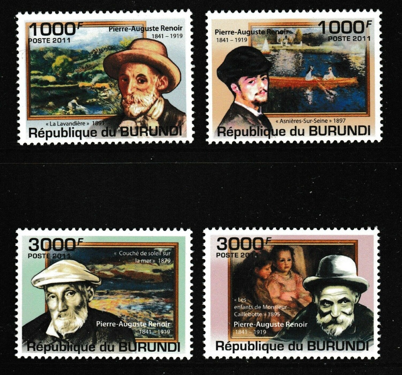 Burundi 2011 Pierre Auguste Renoir Impressionism Paintings 4v Set MNH
