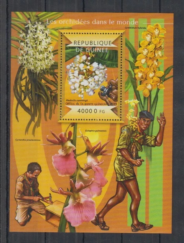 Guinee 2015 Flowers Orchids M/S MNH