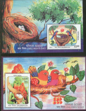 India 2017 Children's Day Theme Nest Miniature Sheet MNH