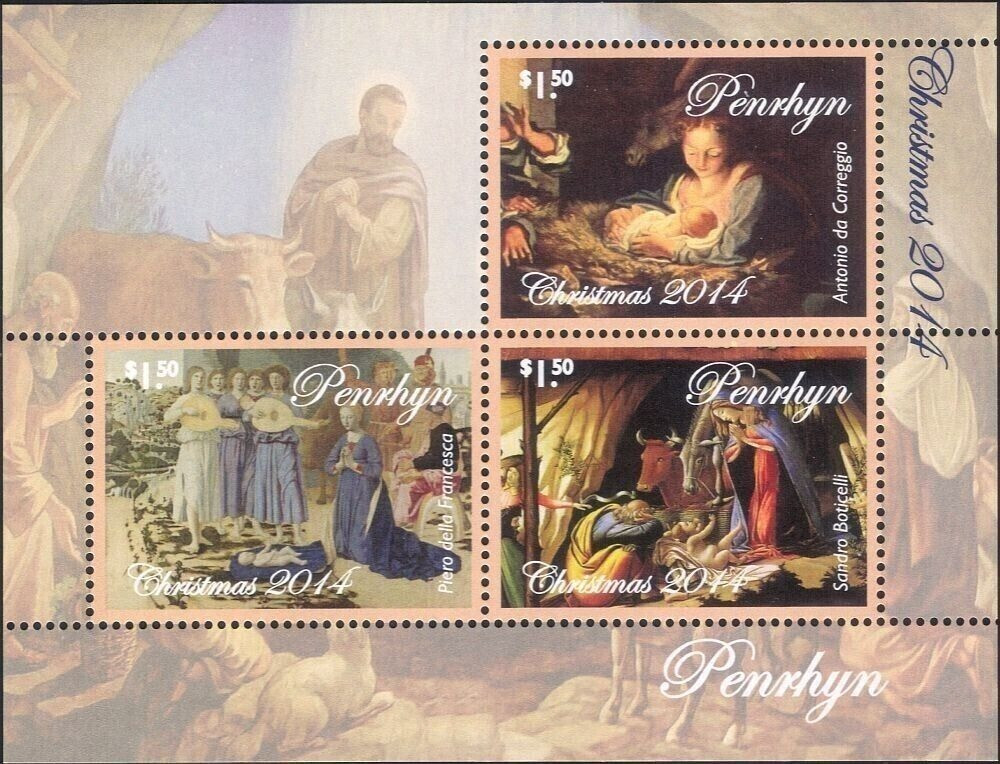 Penrhyn 2014 Christmas Paintings Christianity M/S MNH