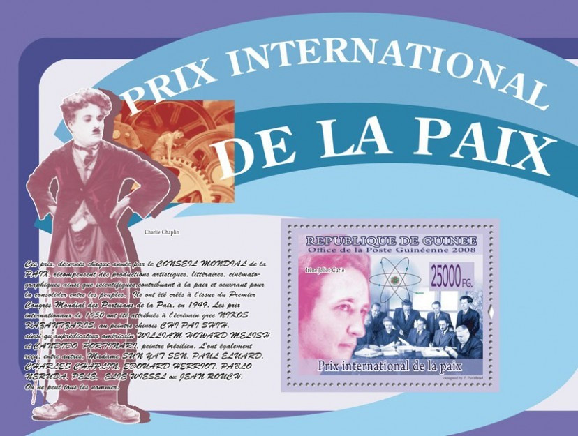 Guinee 2008 Marie Curie Charlie Chaplin M/S MNH