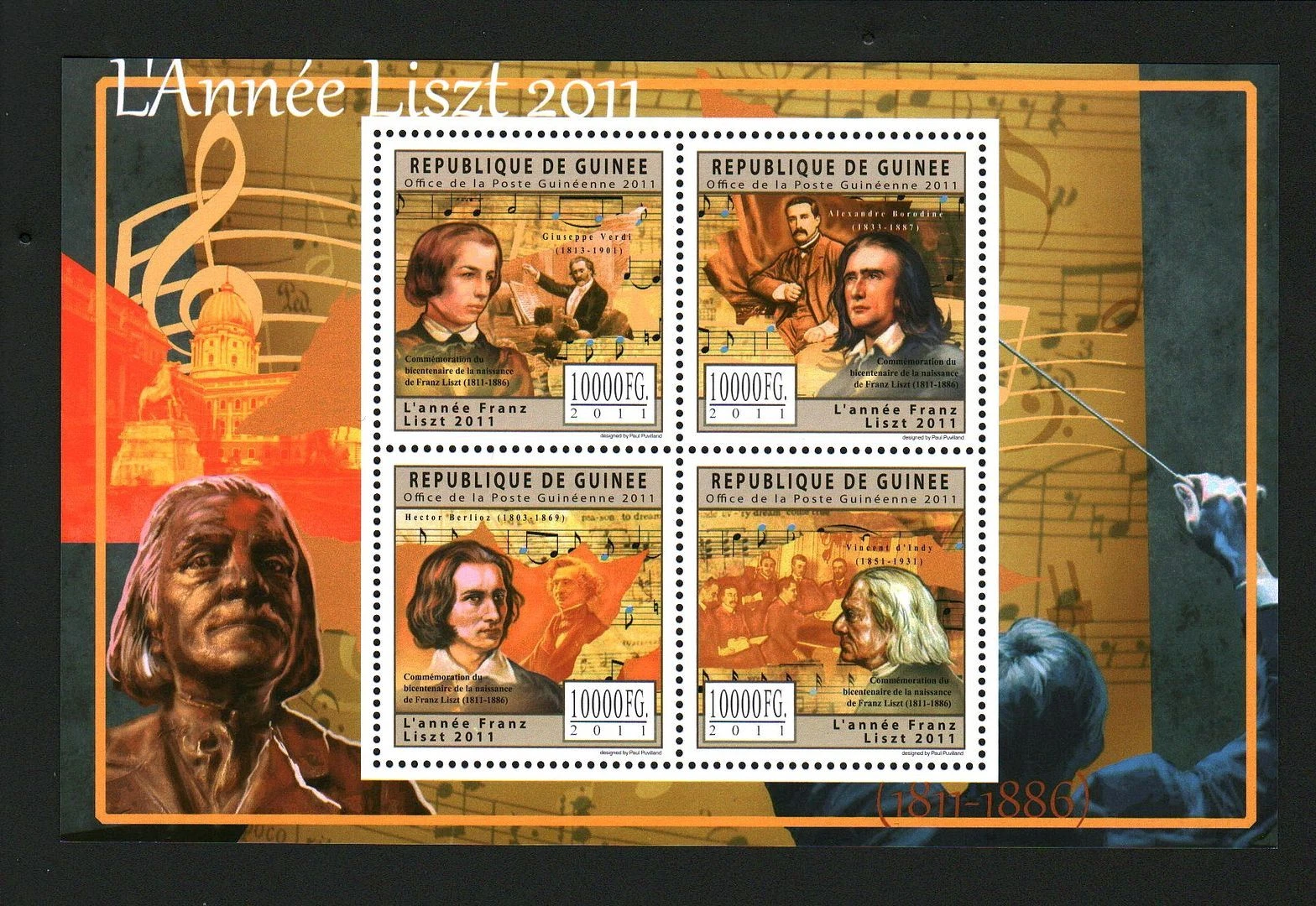 Guinee 2011 Franz Liszt M/S MNH