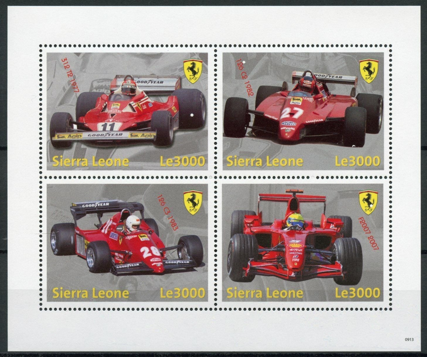 Sierra Leone 2009 Ferrari F1 Formula 1 F2007 Sports M/S MNH