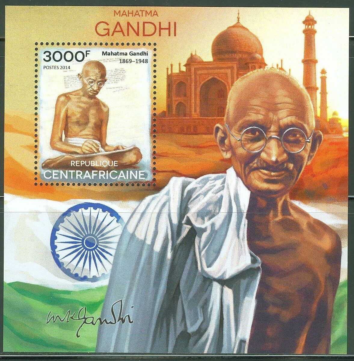 Central Africa 2014 Mahatma Gandhi M/S MNH