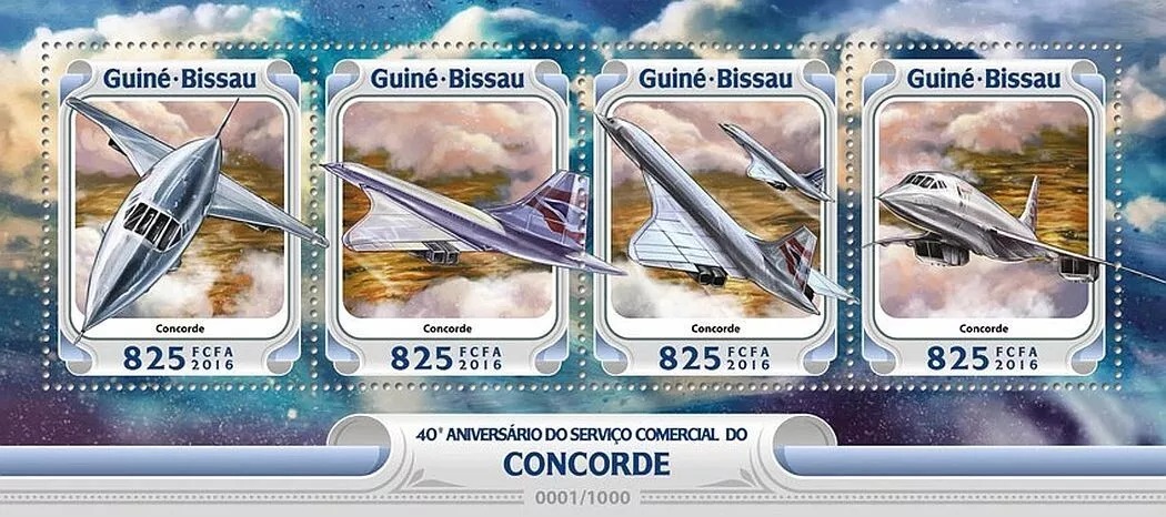 Guinea Bissau 2016 Concorde Airliner M/S MNH